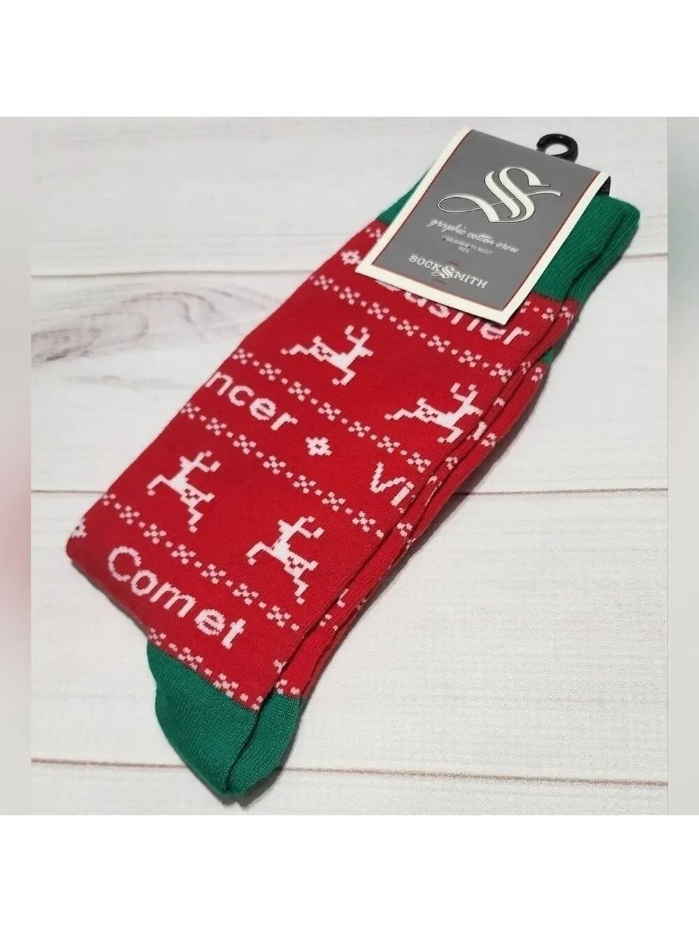 Socksmith Men's Christmas Reindeer Socks Fits Sock Size 10-13 - New With Tags